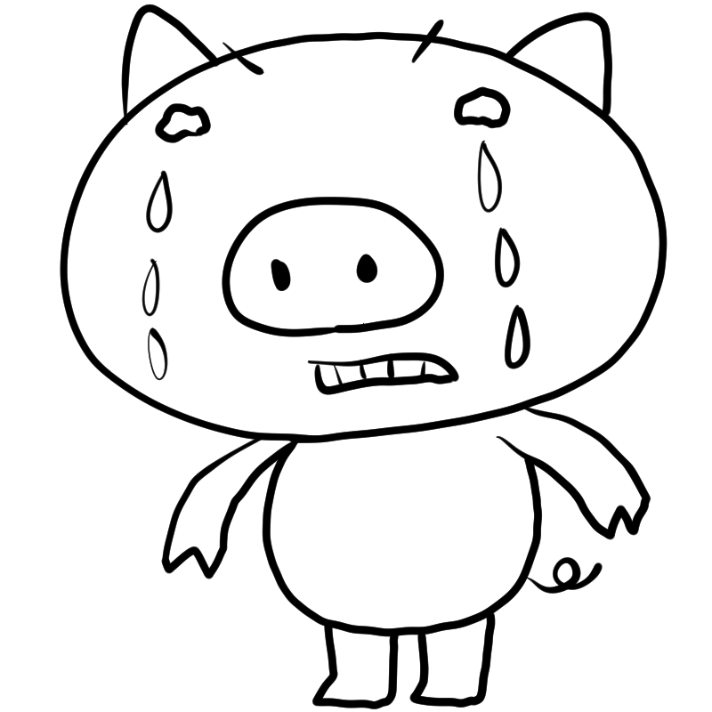 号泣する豚のかわいいぬり絵