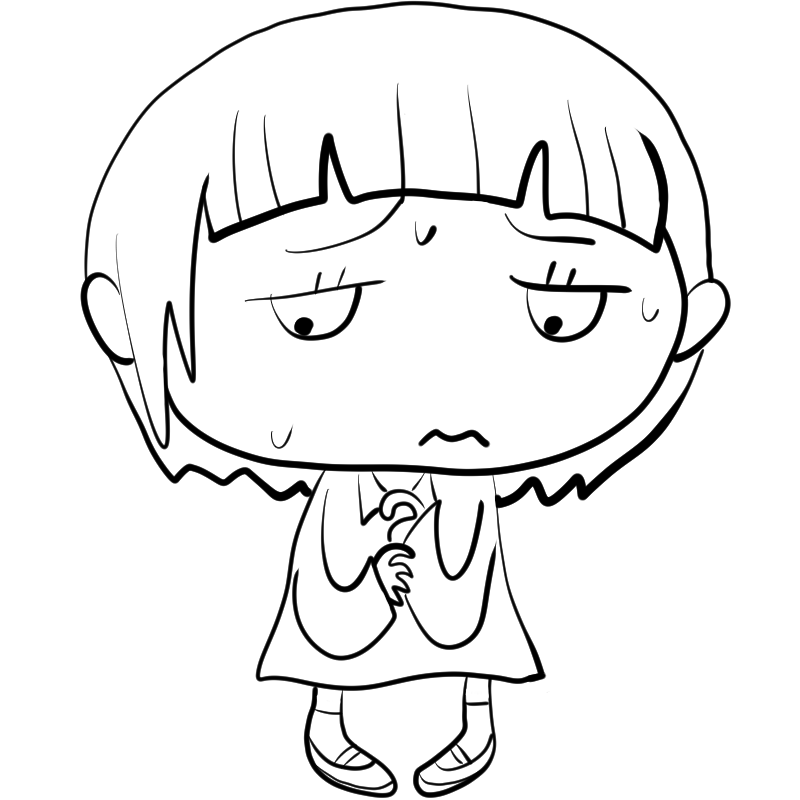 困る女の子のかわいいぬり絵