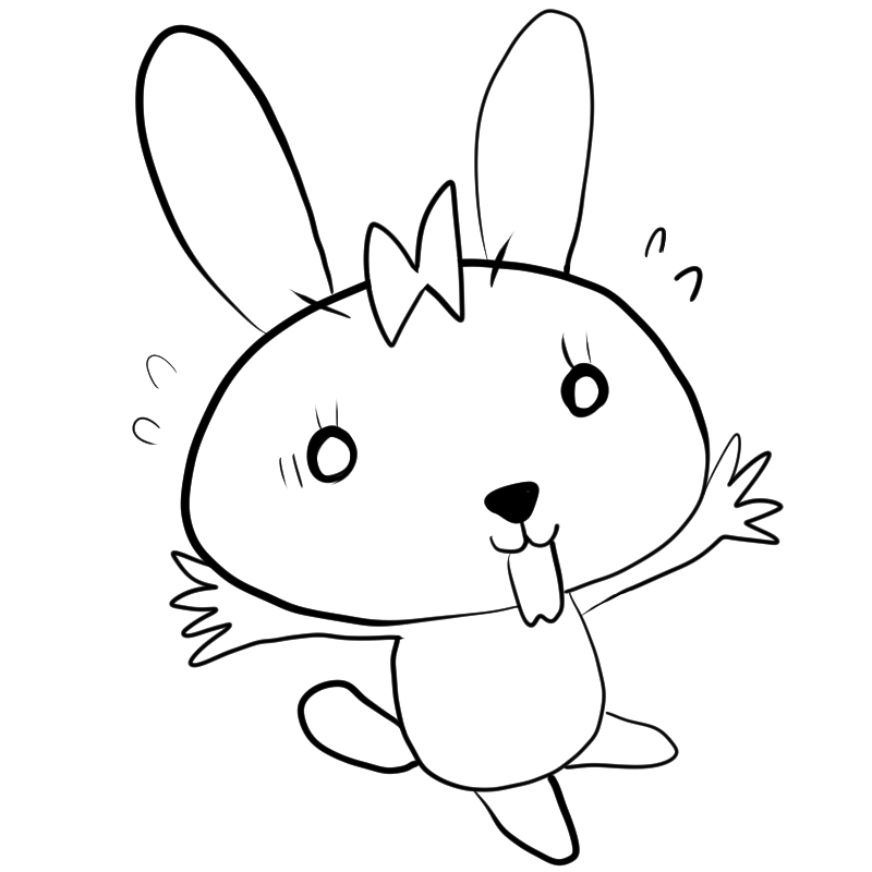 驚くウサギのかわいいぬり絵