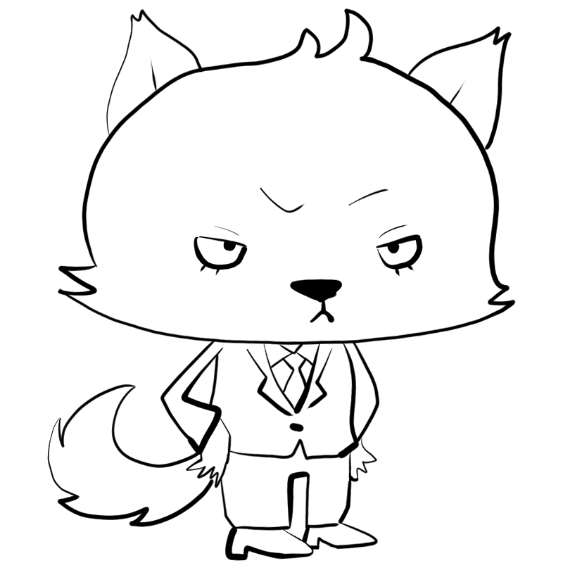 怒るオオカミのかわいいぬり絵