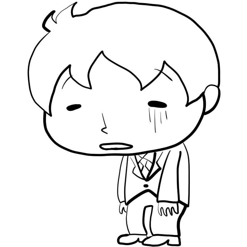 落ち込むサラリーマンのかわいいぬり絵