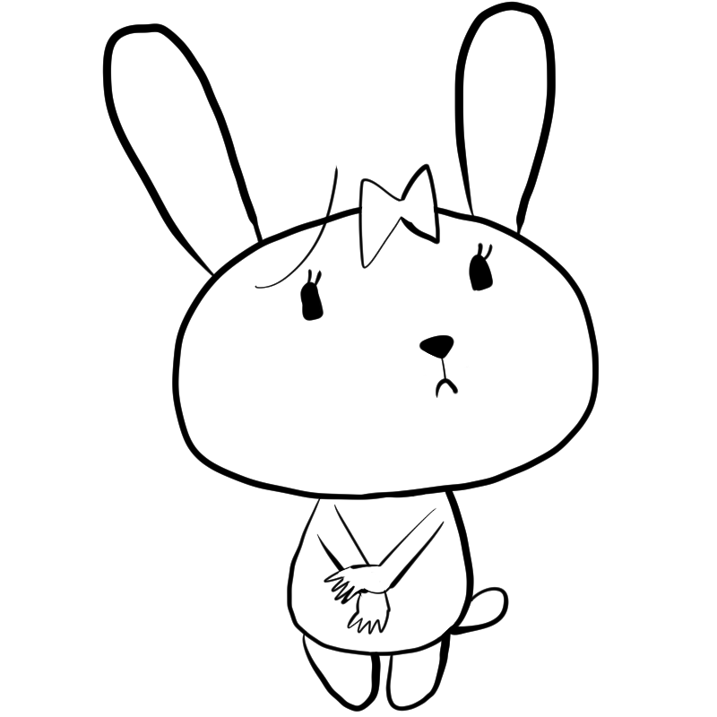困るウサギのかわいいぬり絵