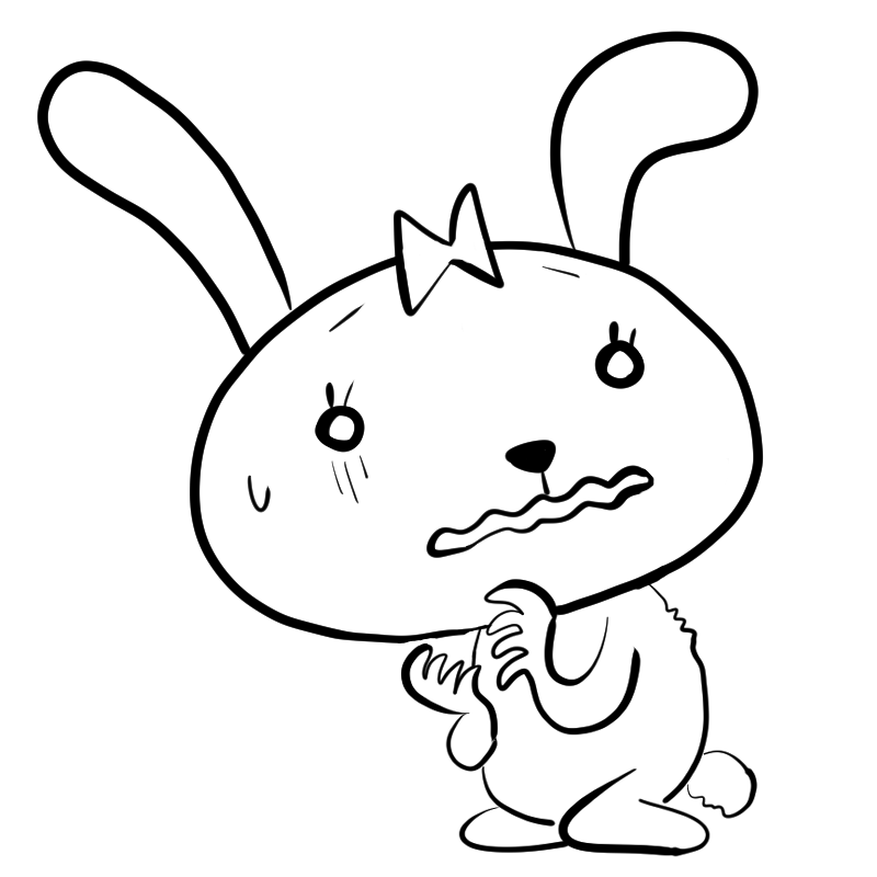 怯えるウサギのかわいいぬり絵