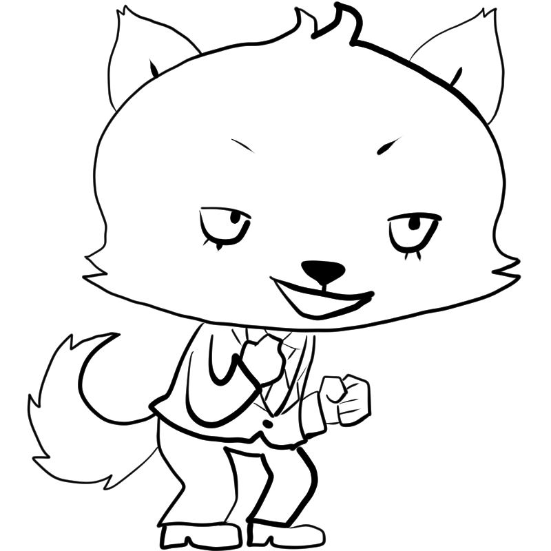 励ますオオカミのかわいいぬり絵