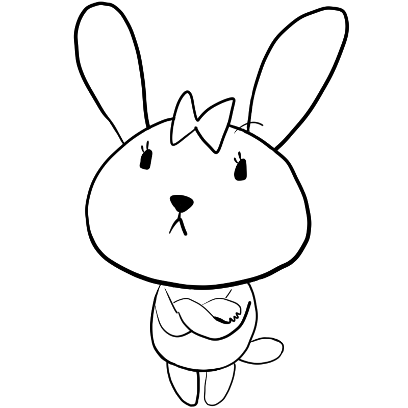 考えるウサギのかわいいぬり絵