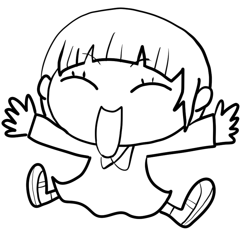 喜ぶ女の子のかわいいぬり絵
