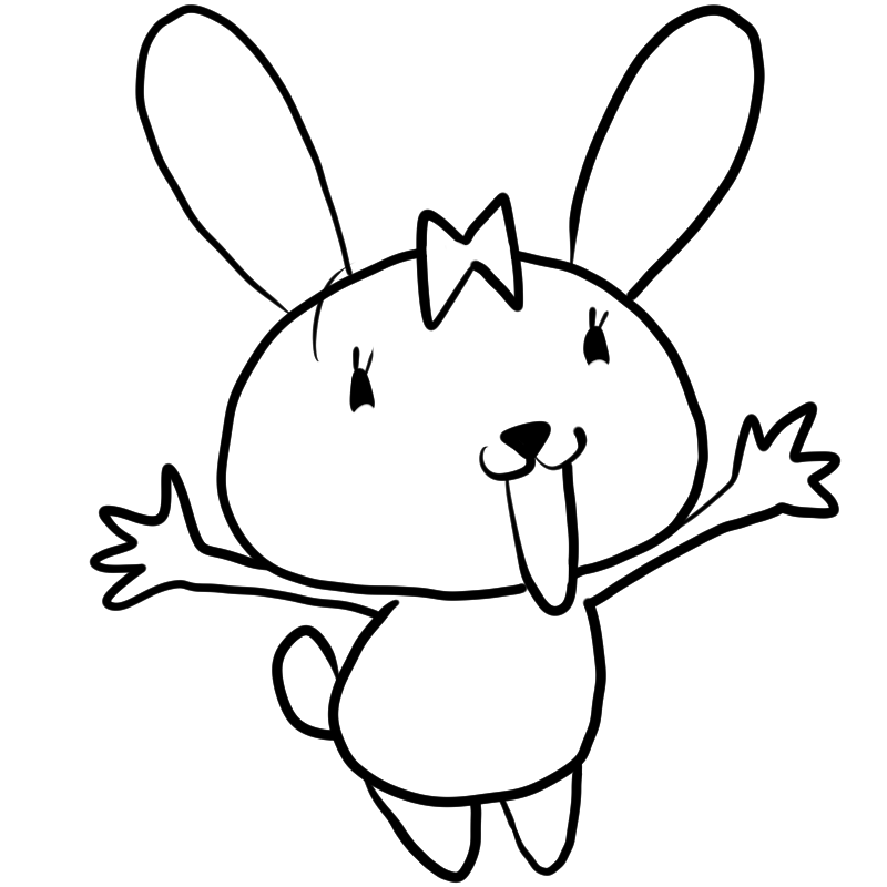 喜ぶウサギのかわいいぬり絵