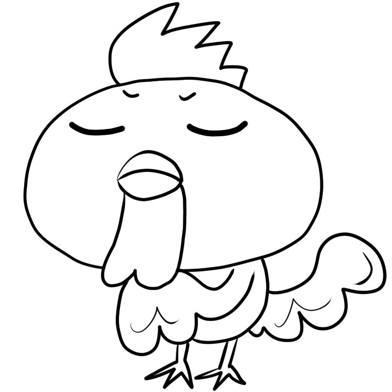 考える鶏のかわいいぬり絵
