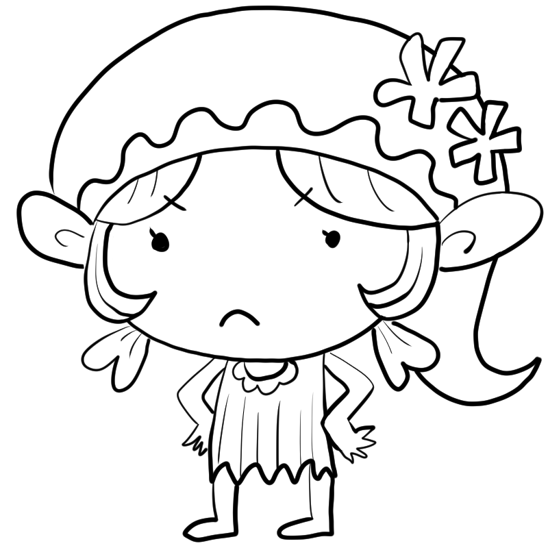 怒る妖精の女の子のかわいいぬり絵