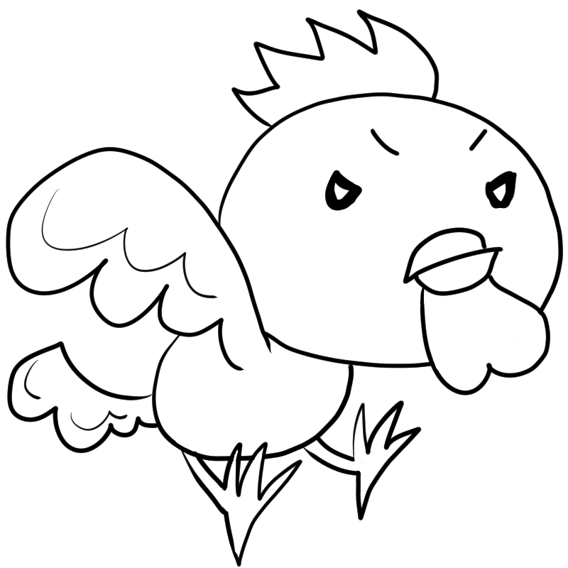 凶暴な鶏のかわいいぬり絵