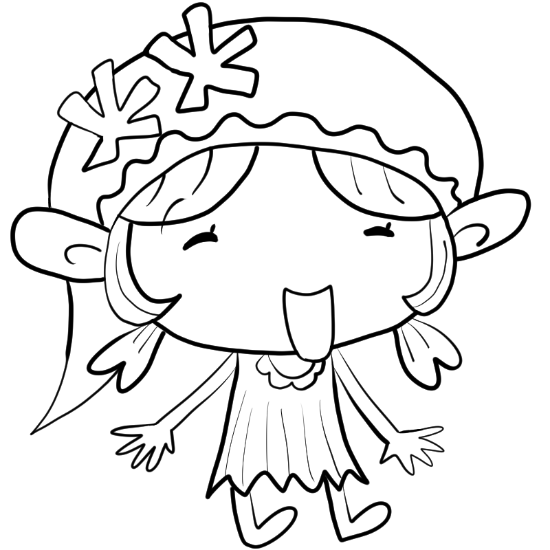 笑う妖精の女の子のかわいいぬり絵