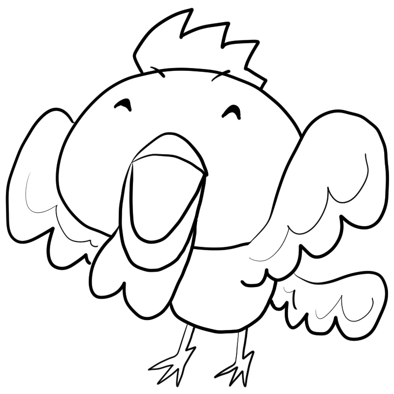 喜ぶ鶏のかわいいぬり絵