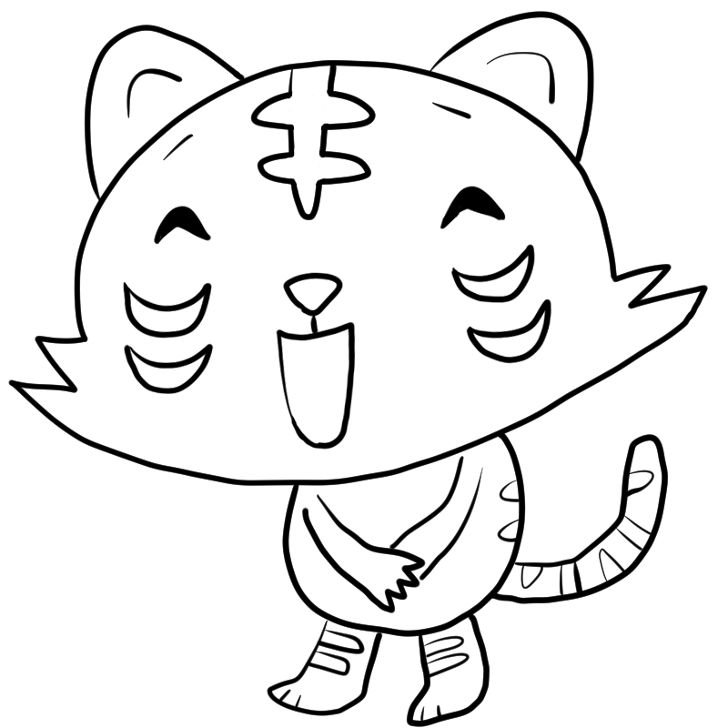 笑う虎のかわいいぬり絵