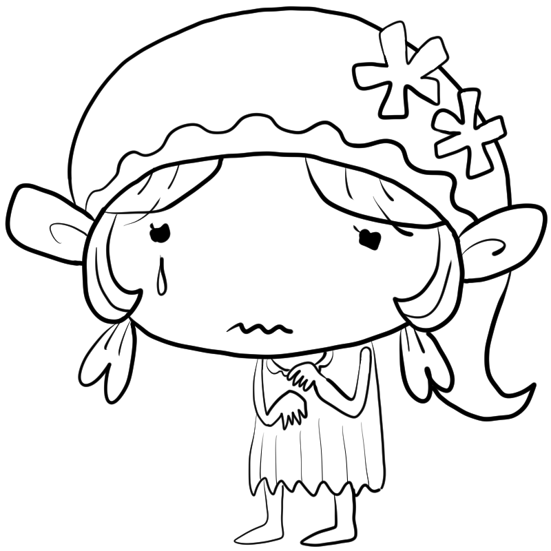 泣く妖精の女の子のかわいいぬり絵