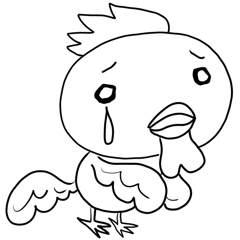 泣く鶏のかわいいぬり絵