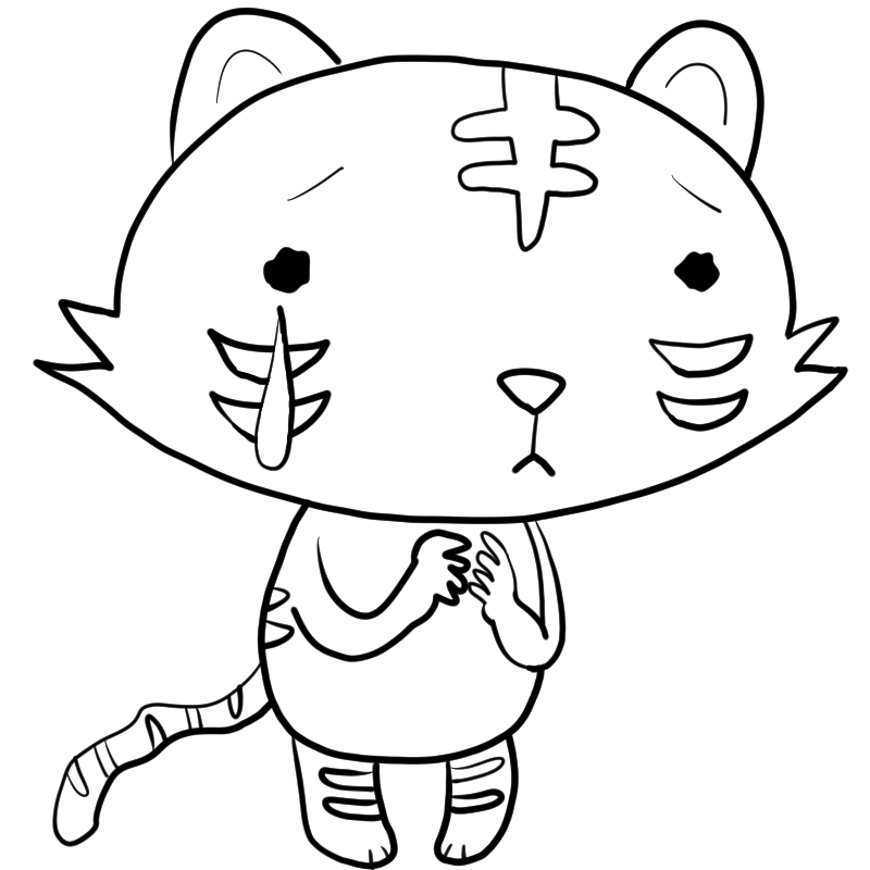 泣く虎のかわいいぬり絵