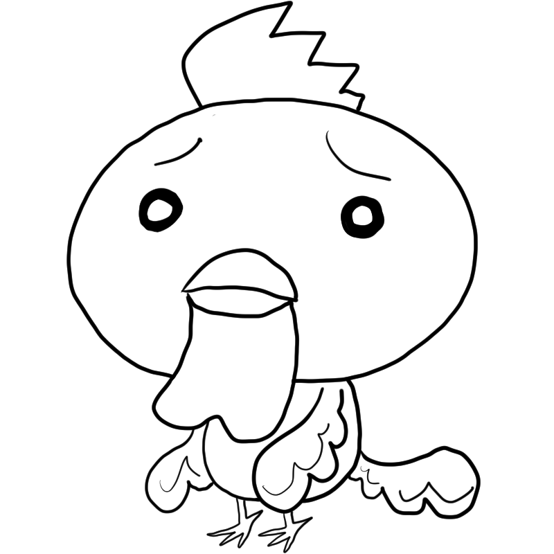 困惑する鶏のかわいいぬり絵