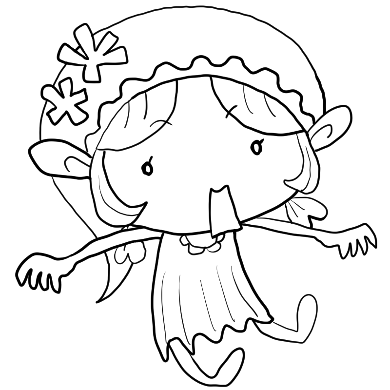驚く妖精の女の子のかわいいぬり絵