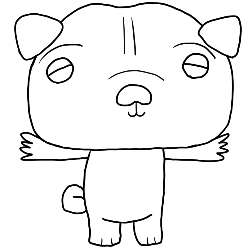 嬉しそうなパグのかわいいぬり絵