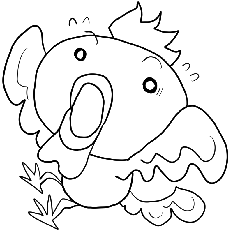 慌てる鶏のかわいいぬり絵