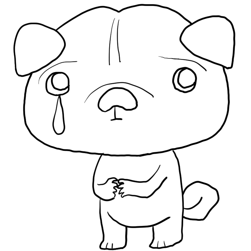 泣くパグのかわいいぬり絵
