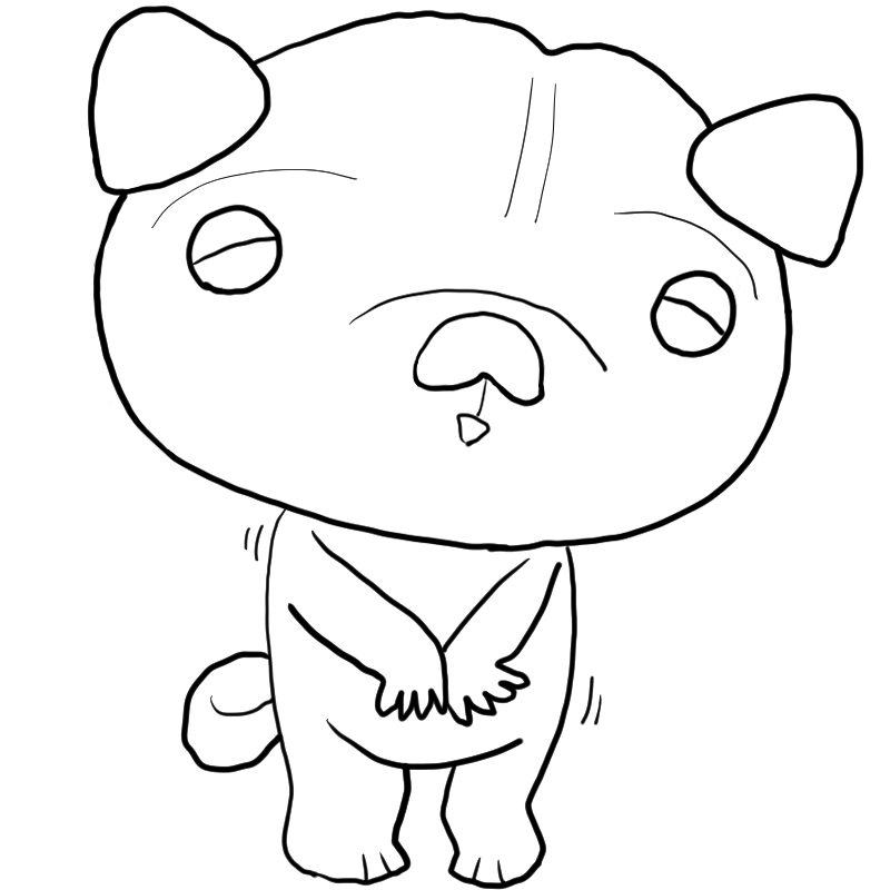 照れるパグのかわいいぬり絵