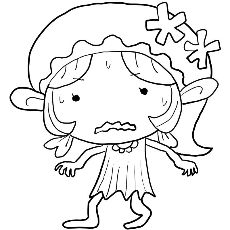 怯える妖精の女の子のかわいいぬり絵