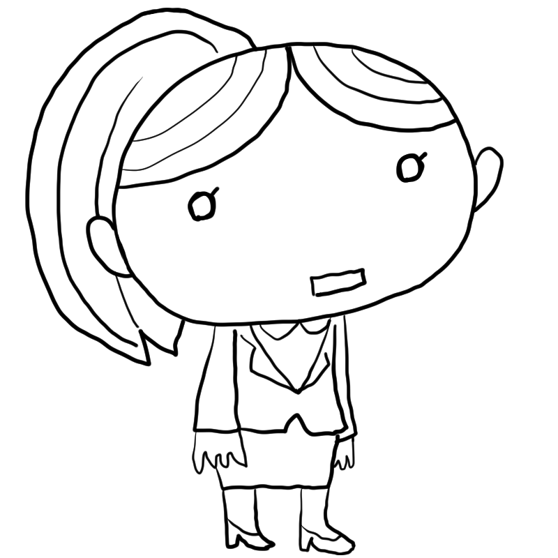 無気力なスーツの女性のかわいいぬり絵