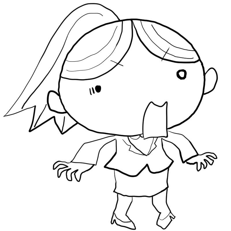 驚くスーツの女性のかわいいぬり絵