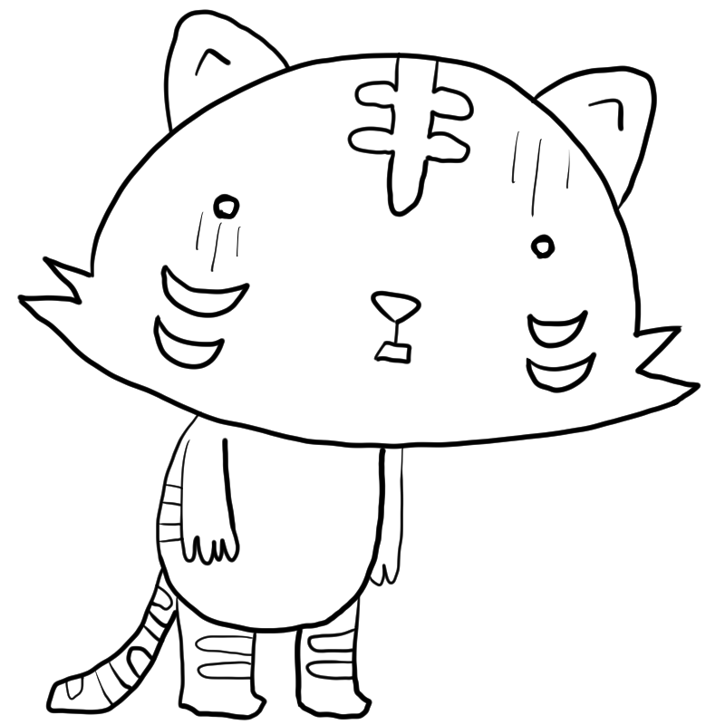 落ち込む虎のかわいいぬり絵