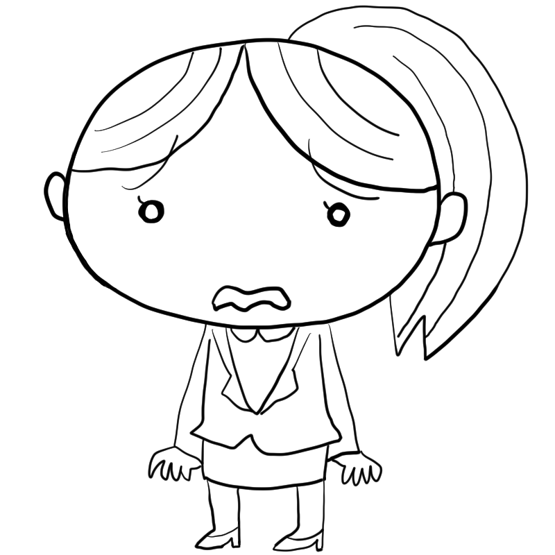 嫌がるスーツの女性のかわいいぬり絵