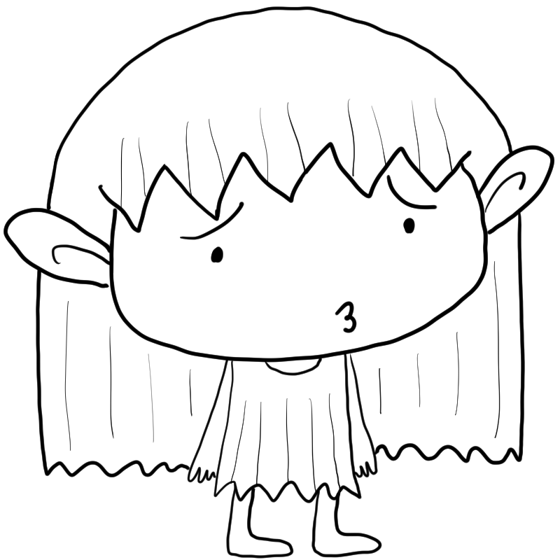 不満そうな妖精の男の子のかわいいぬり絵