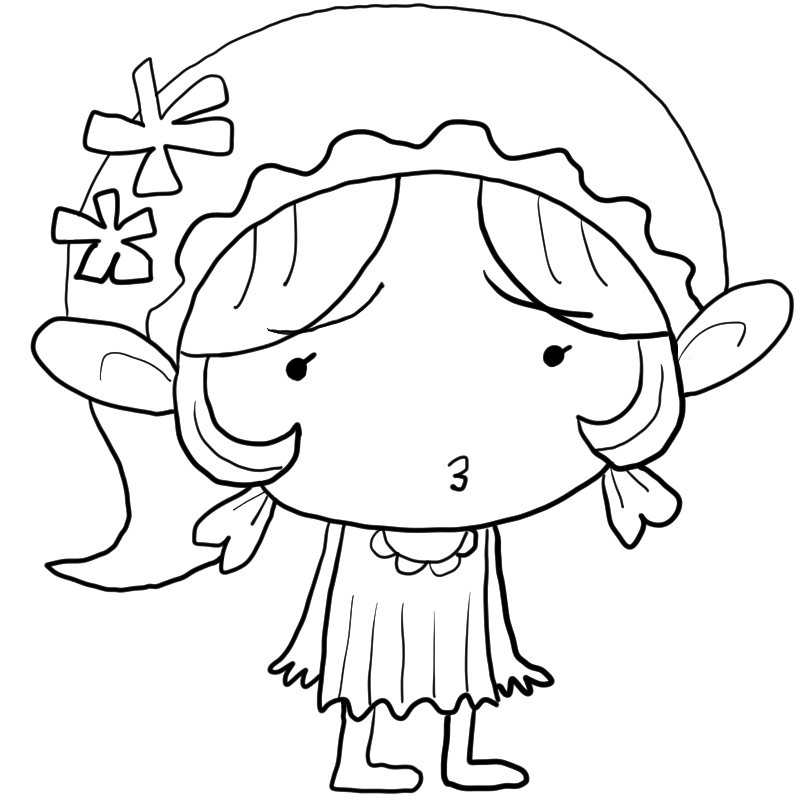 不満そうな妖精の女の子のかわいいぬり絵