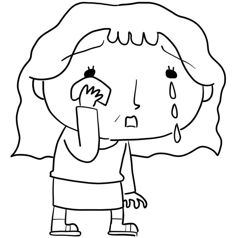 泣くおばさんのかわいいぬり絵
