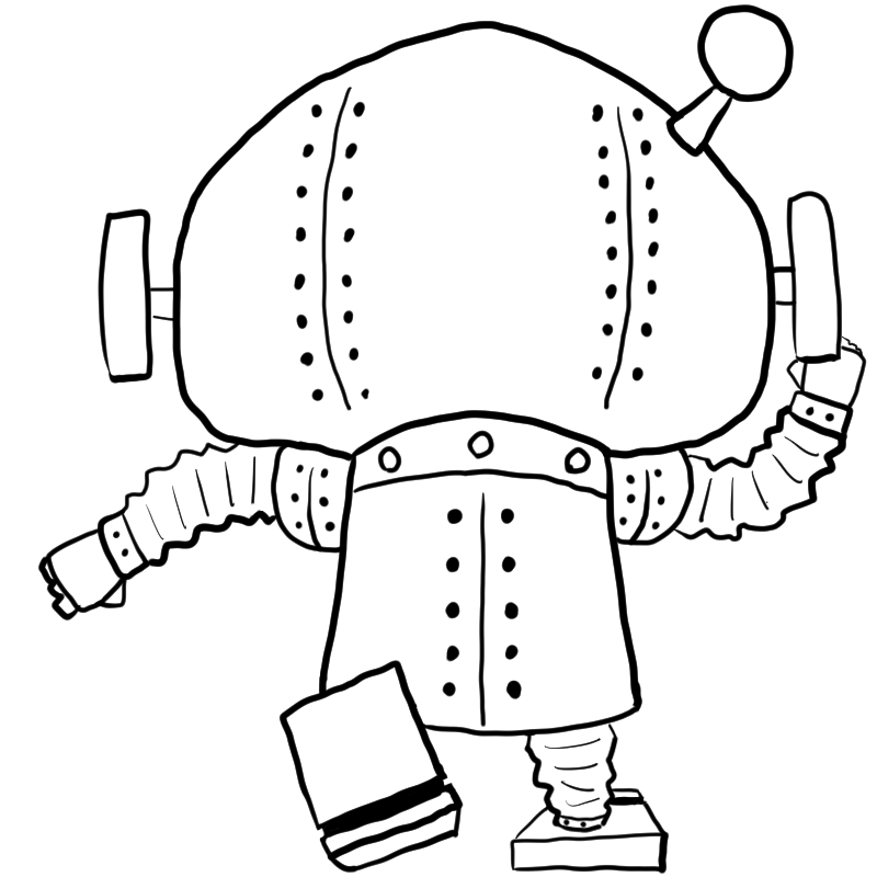 走り去るロボットのかわいいぬり絵