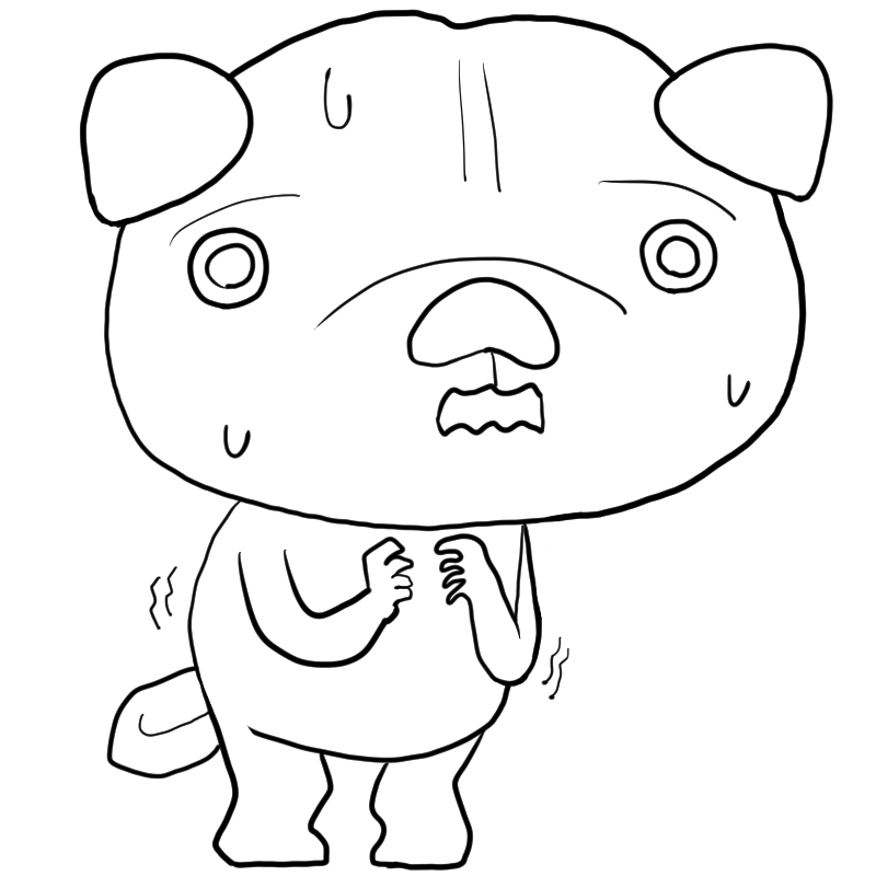 怖がるパグのかわいいぬり絵