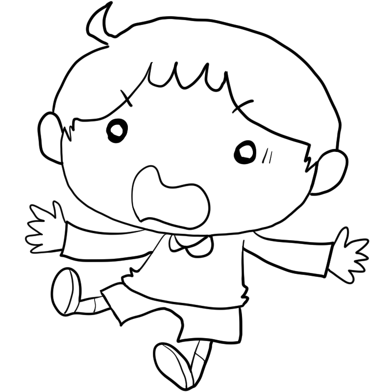 驚く男の子のかわいいぬり絵