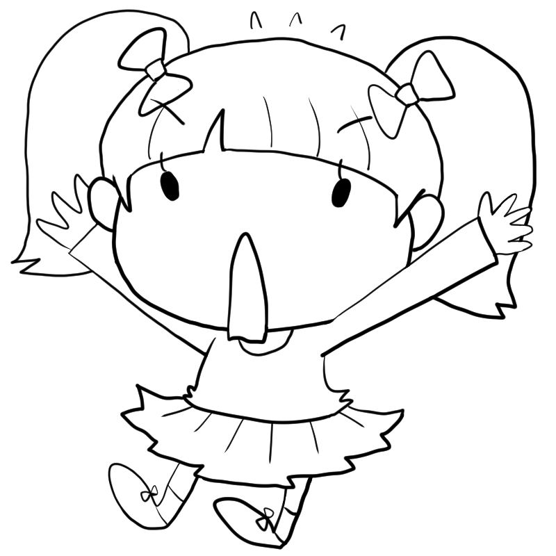 驚く女の子のかわいいぬり絵