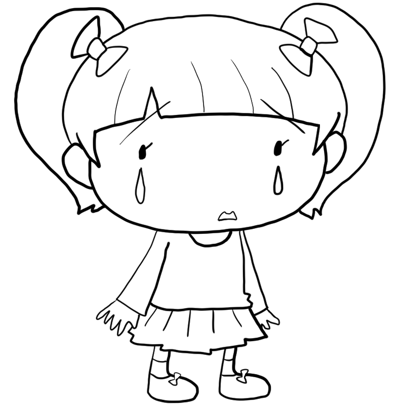 泣く女の子のかわいいぬり絵