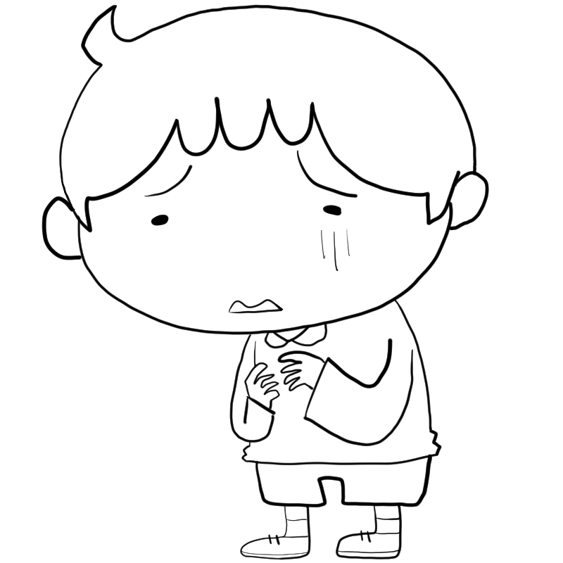 言い訳する男の子のかわいいぬり絵
