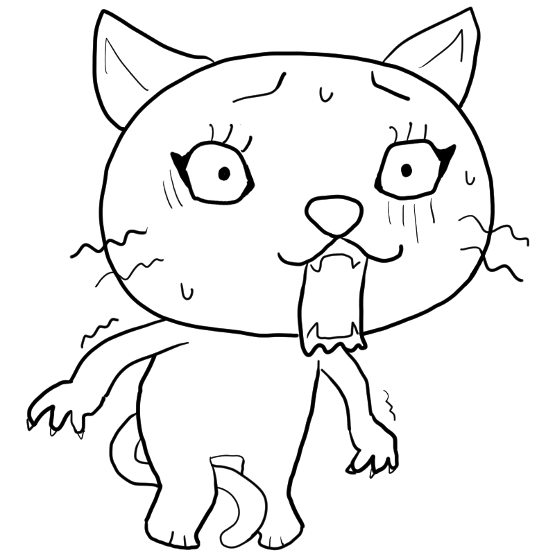 恐怖する猫のかわいいぬり絵