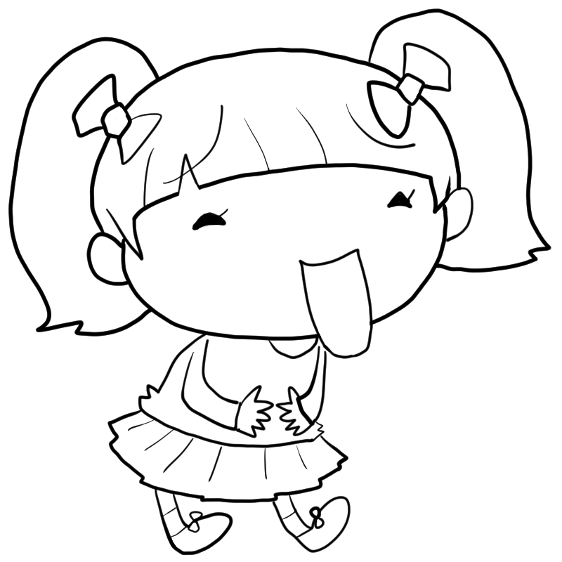 大笑いする女の子のかわいいぬり絵
