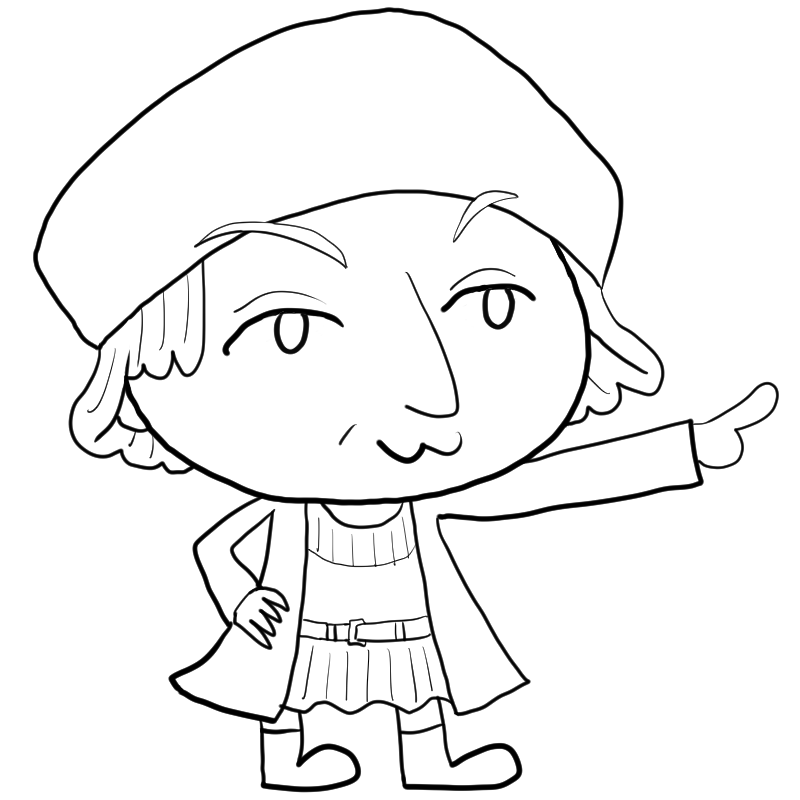指差すコロンブスのかわいいぬり絵