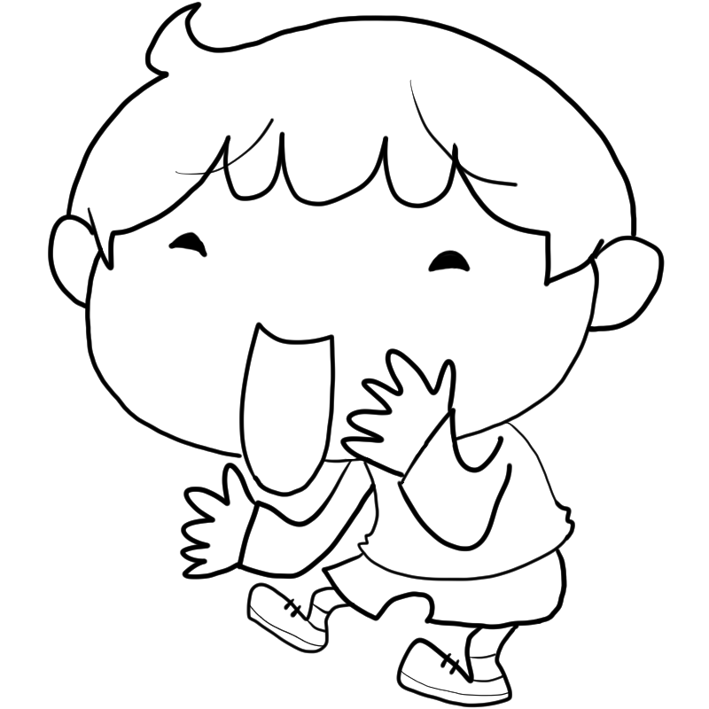 大笑いする男の子のかわいいぬり絵