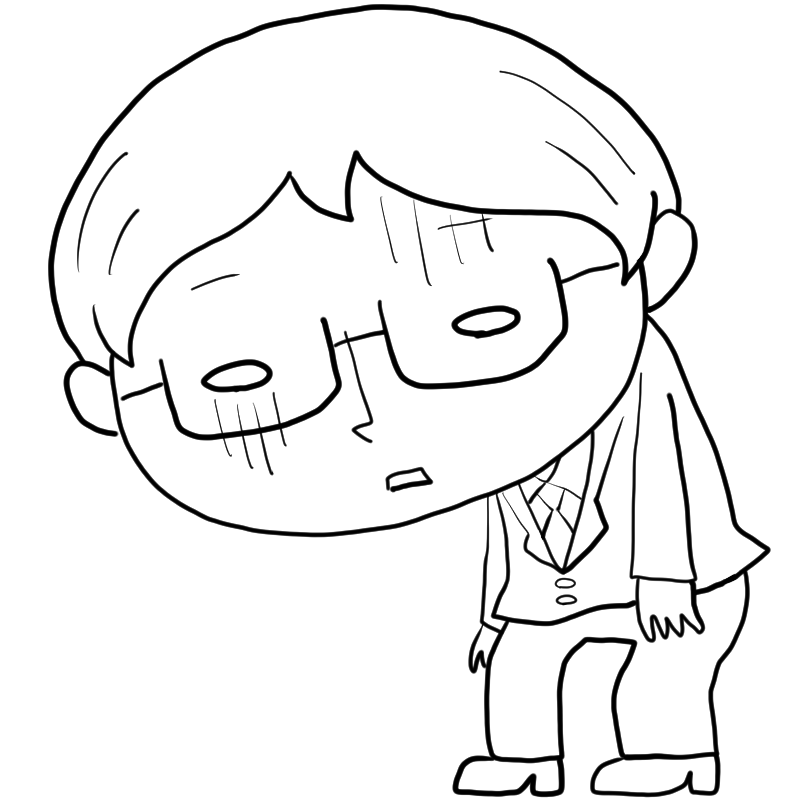 落ち込むメガネ男子のかわいいぬり絵