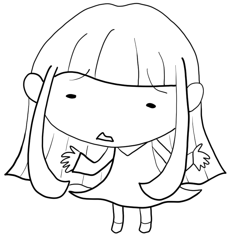呆れる女の子のかわいいぬり絵