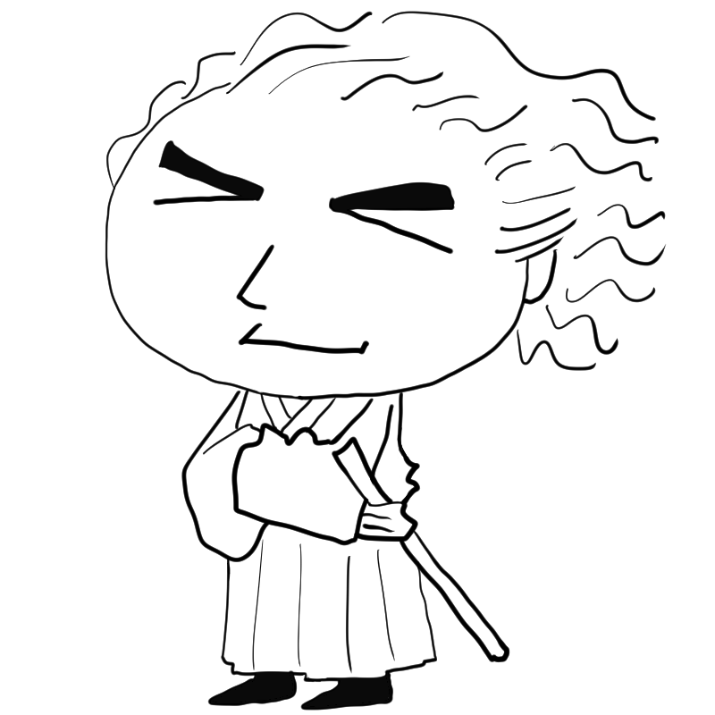 髪をなびかせる坂本龍馬のかわいいぬり絵
