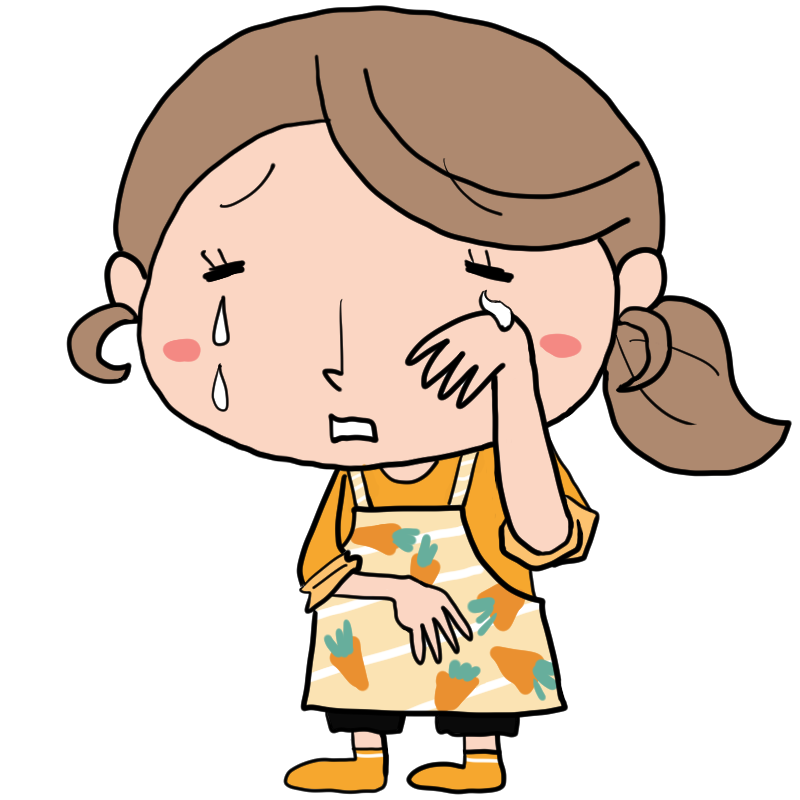 泣く新米ママのかわいいイラスト