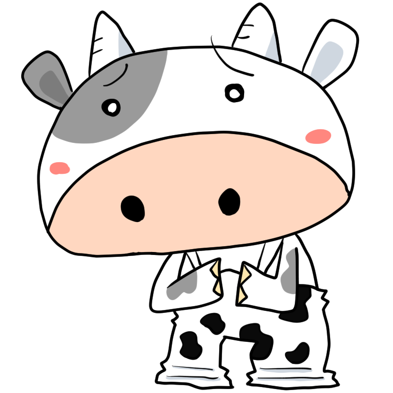 困る牛のかわいいイラスト