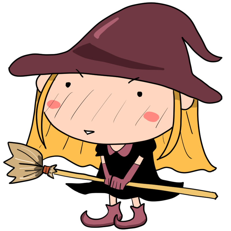 照れる魔女コスの女の子のかわいいイラスト